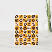 Sunny Cat Paw Print Checkerboard カード (正面)