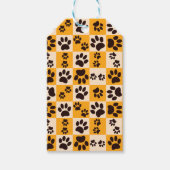 Sunny Cat Paw Print Checkerboard ギフトタグ (正面)