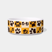 Sunny Cat Paw Print Checkerboard ボウル (左)