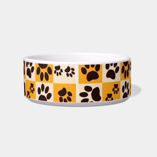 Sunny Cat Paw Print Checkerboard ボウル (裏面)