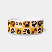 Sunny Cat Paw Print Checkerboard ボウル (右)