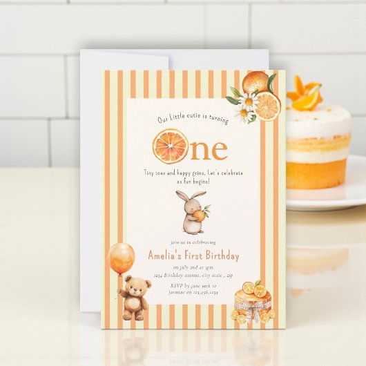 Sunny Citrus Slice Birthday Party Invite 招待状