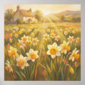Sunny Daffodils - Pastel Painting Style Art ポスター (正面)