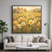 Sunny Daffodils - Pastel Painting Style Art ポスター