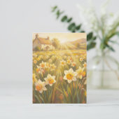 Sunny Daffodils - Pastel Painting Style Art ポストカード (スタンド正面)