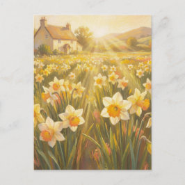 Sunny Daffodils - Pastel Painting Style Art ポストカード