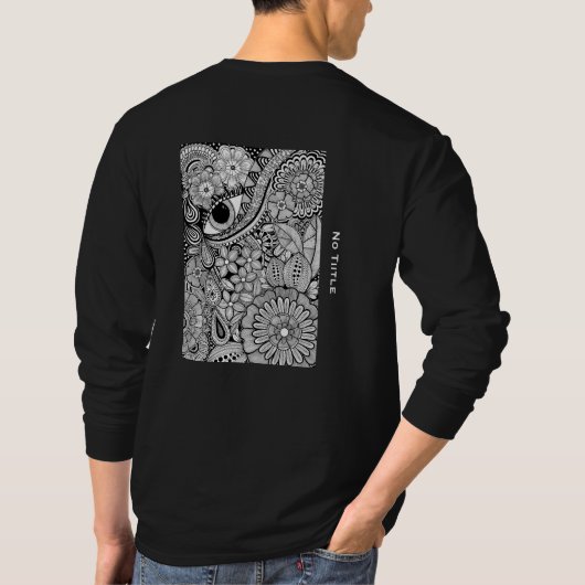 Sunny day - Black and White Surreal Botanical Art Tシャツ (裏面)