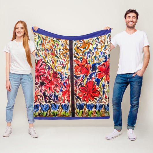 Sunny Day Blue Tulips フリースブランケット (インサイチュ)