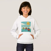 Sunny Fishing Boats – Kids’ Hoodie (正面フル)