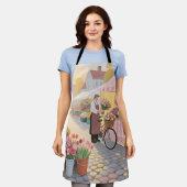 Sunny Flower Street Scene エプロン (着用した状態)