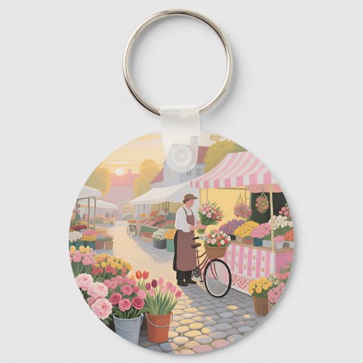Sunny Flower Street Scene キーホルダー (正面)