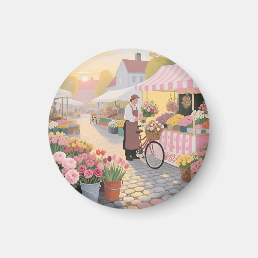 Sunny Flower Street Scene マグネット (正面)