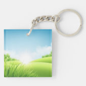 Sunny Green Field Landscape キーホルダー (裏面)