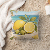 Sunny Lemon Olive Beachside Fresh クッション (ブランケット)