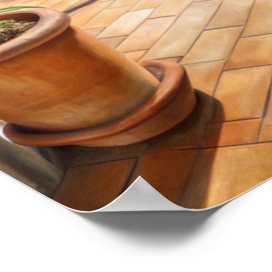 Sunny Mediterranean Balcony Sea View Art ポスター (角)