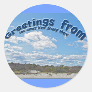 Sunny New Jersey Shore Stickersからの挨拶 ラウンドシール