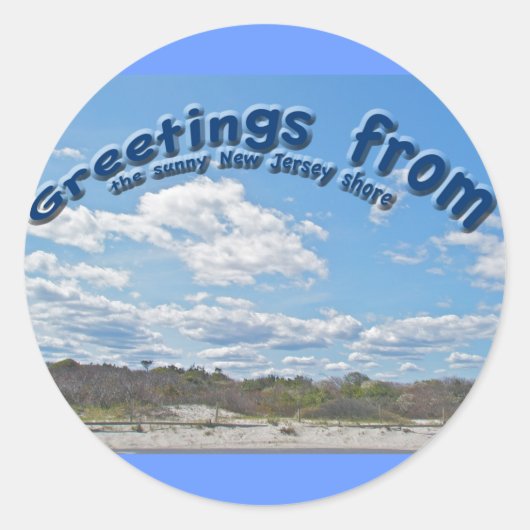 Sunny New Jersey Shore Stickersからの挨拶 ラウンドシール (正面)