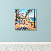 Sunny Nice Riviera Promenade Canvas Art キャンバスプリント (インサイチュ (ウッドフロア))
