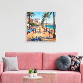 Sunny Nice Riviera Promenade Canvas Art キャンバスプリント (インサイチュ (リビング))