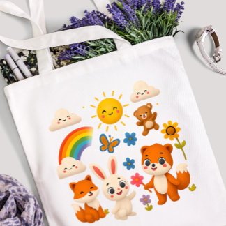 Sunny Rainbow Animal Friends Tote Bag トートバッグ