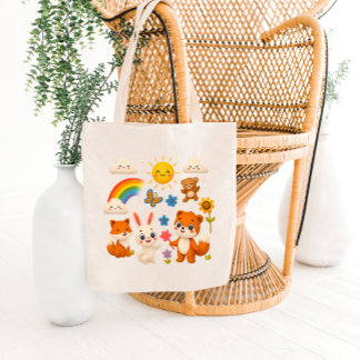 Sunny Rainbow Animal Friends Tote Bag トートバッグ