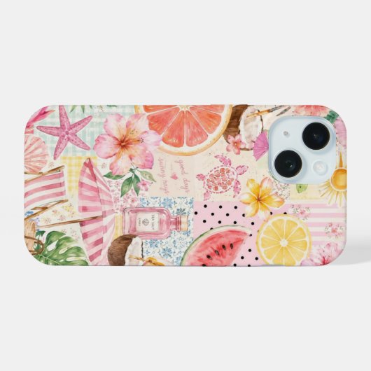 Sunny Rays Summer Aesthetic Collage iPhone 15ケース (裏面横)