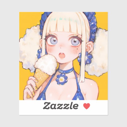 Sunny Scoop Anime Girl with Vanilla Cone シール (シート)