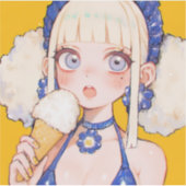 Sunny Scoop Anime Girl with Vanilla Cone シール (正面)
