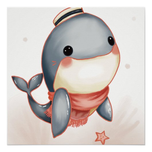 Sunny Seas & Cozy Scarves – くじらスタイル ポスター (正面)