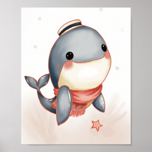 Sunny Seas & Cozy Scarves – Whale Style ポスター (正面)