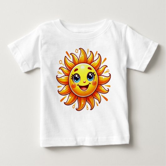 Sunny Smile Baby Tee - Cartoon Sun ベビーTシャツ (正面)