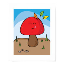 Sunny Smiling Red Mushroom | ボタニカルアートポスター