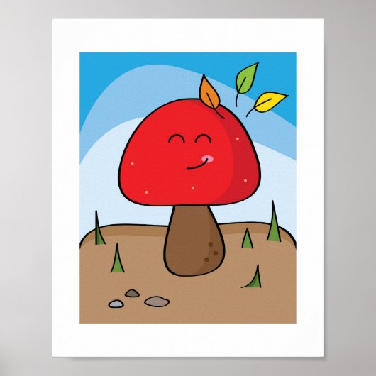 Sunny Smiling Red Mushroom | ボタニカルアートポスター ポスター (正面)