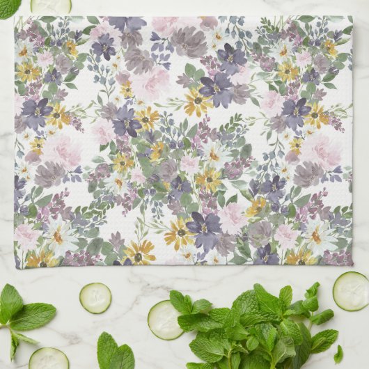 Sunny Spring Floral キッチンタオル (折り畳み)