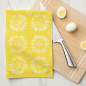 Sunny Sunburst Yellow Kitchen Towel キッチンタオル (四つ折り)