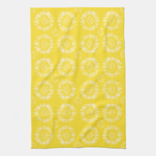 Sunny Sunburst Yellow Kitchen Towel キッチンタオル (縦)