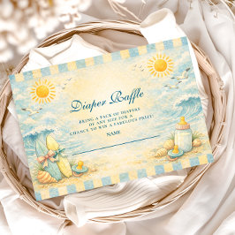Sunny Surf Vibes Baby Shower Dipper Raffle エンクロージャーカード