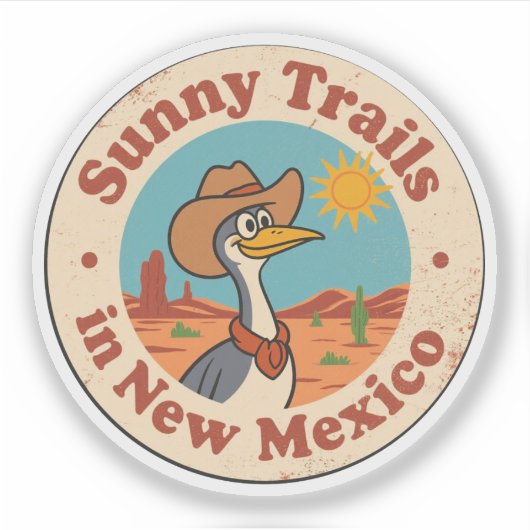 Sunny Trails_ ニューメキシコの砂漠のアート シール (正面)