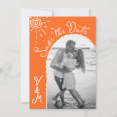 Sunny Tropical Hand drawn日付写真を保存 招待状 (正面)