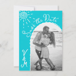 Sunny Tropical Hand drawn日付写真を保存 招待状