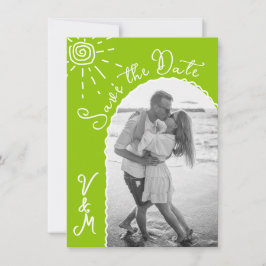 Sunny Tropical Hand drawn日付写真を保存 招待状