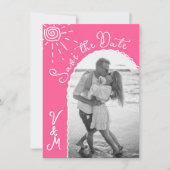 Sunny Tropical Hand drawn日付写真を保存 招待状 (正面)