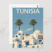 Sunny Tunisia Coastal View ポストカード (正面/裏面)