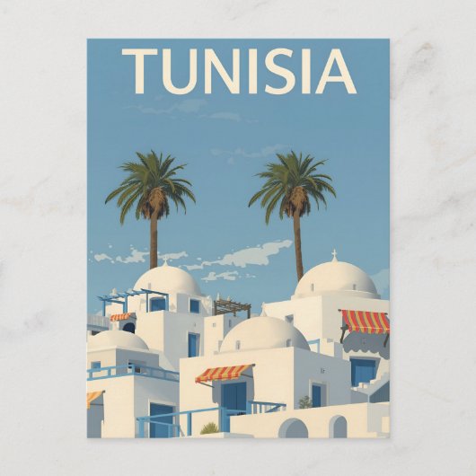 Sunny Tunisia Coastal View ポストカード (正面)