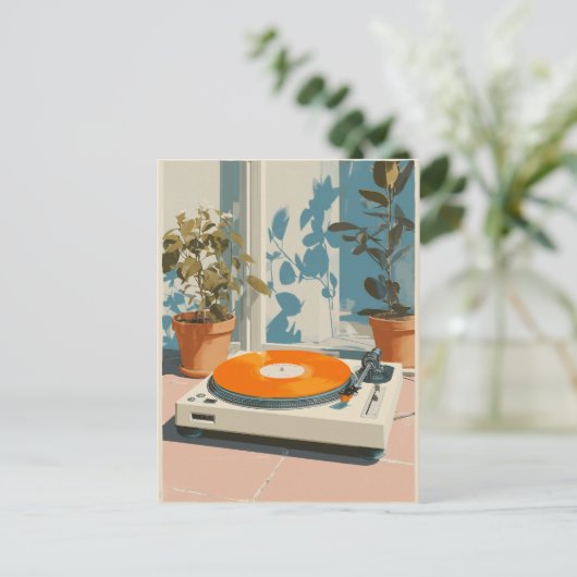 Sunny Turntable with Orange Vinyl ポストカード (スタンド正面)