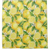 Sunny Watercolor Lemon Grove シャワーカーテン (正面)