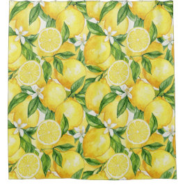 Sunny Watercolor Lemon Grove シャワーカーテン