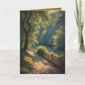Sunny woodland pathway through the trees カード (正面)
