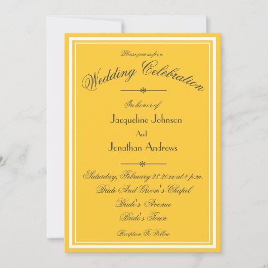 Sunny Yellow All In One RSVP Email Website Wedding 招待状 (正面)