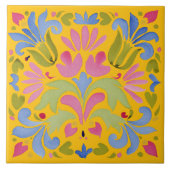 Sunny Yellow and Blue Floral タイル (正面)